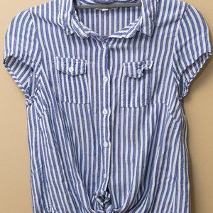 Blue and White Stripe Cropped Blouse! ❤️